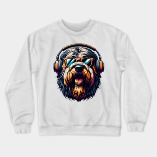 Briard as Smiling DJ in Bold Japanese Art Style Crewneck Sweatshirt